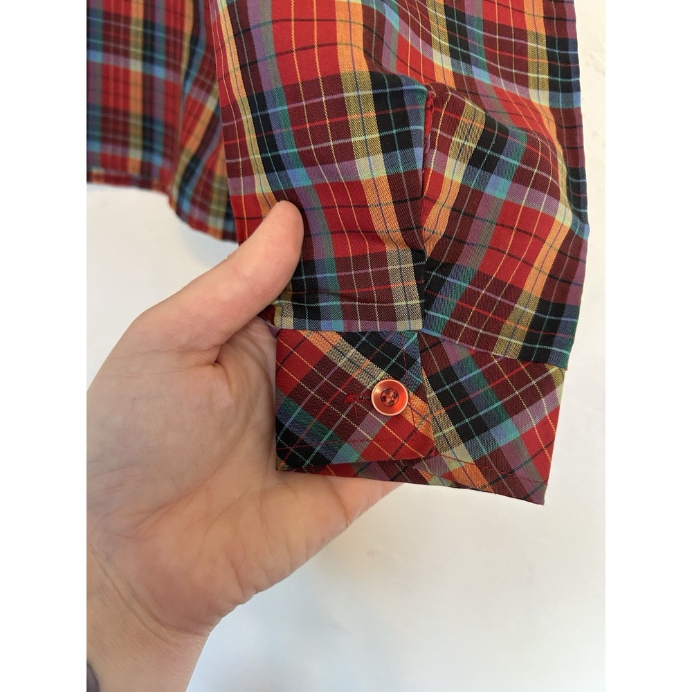 Vintage 1970s Styled By Terry Chicago Plaid Button Up Blouse 12 Western Boho - Picture 4 of 8